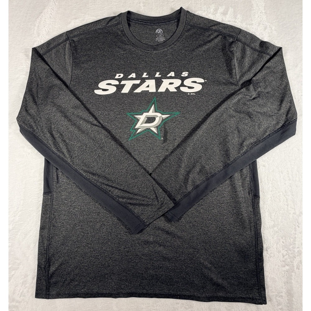 NHL Dallas Stars Shirt Men's Sz L Gray Long Sleeve Active Hockey